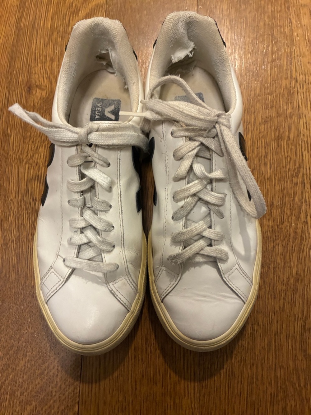 Veja White Sneakers with Black V Logo